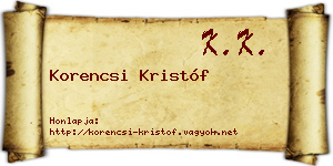 Korencsi Kristóf névjegykártya